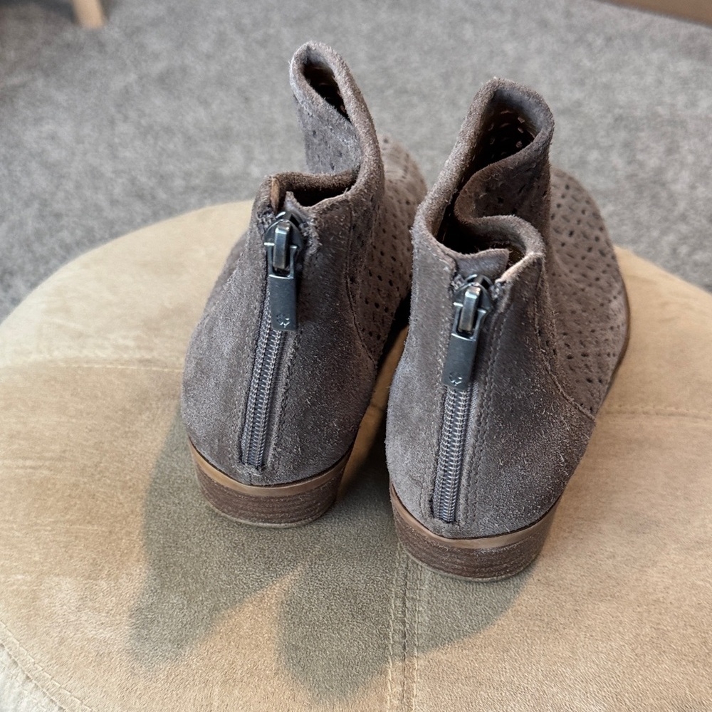Lucky Brand Perforated Suede Ankle Booties - Taupe - Picture 4 of 5